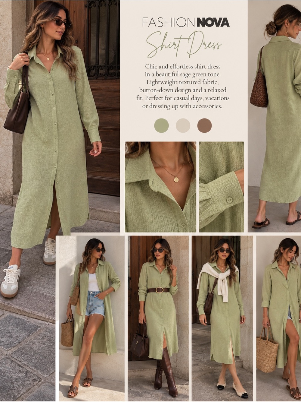 Fashion Nova Light Green Long Sleeve Maxi Dress size M